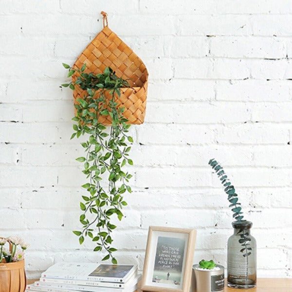 Bamboo Woven Wall Mounted Storage Box Hanging Storage Organizer