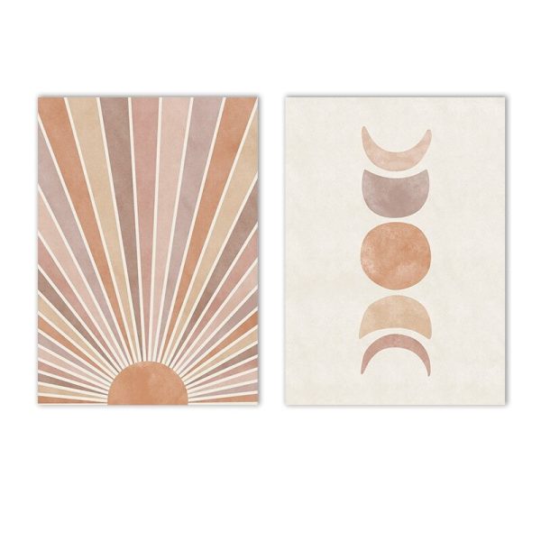 Canvas Abstract Landscape Sun And Moon Wall Artworks