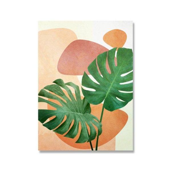 Modern Tropical Monstera Plant Canvas Wall Artworks