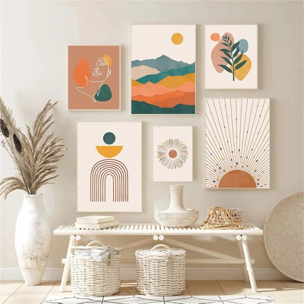 Boho Style Abstract Line Art Visual Artworks