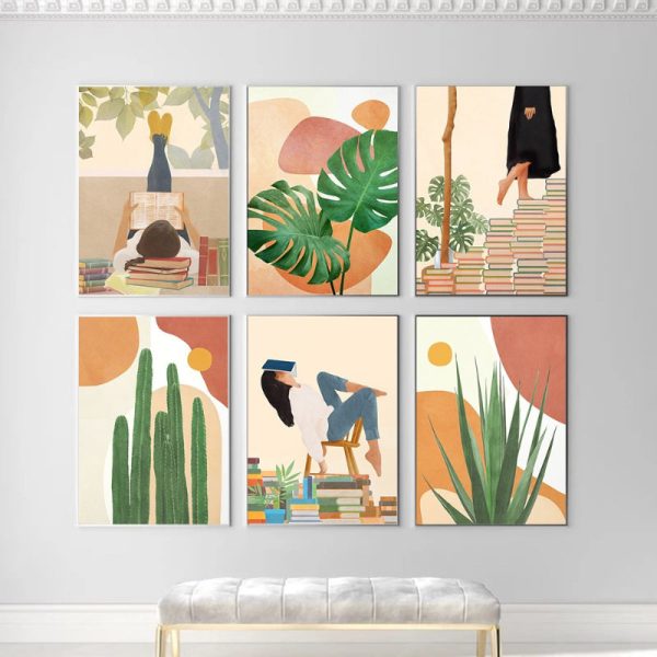 Modern Tropical Monstera Plant Canvas Wall Artworks